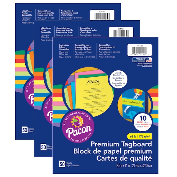Brights Premium Tagboard 10 Color Assortment, PK150